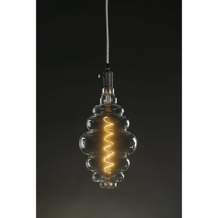 BULBRITE 1-Light Gunmetal Vintage Pendant Socket and Canopy LED 4w Beehive Shaped Grand Nostalgic Light Bulb 810118